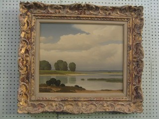 P De Clausade, oil painting on canvas "Le Paysage de la Loire" 14" x 17 1/2" 