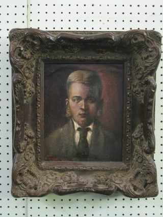 Campbell, oil painting on board, head and shoulders portrait "Young Man" 10" x 8"