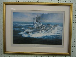 After Robert Taylor, coloured print "HMS Ark Royal" 13"x21"