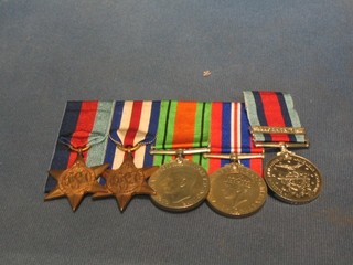 A group of 5 medals comprising 1939-45 Star, France and Germany Star, Defence and War medal, together with Normandy Invasion medal 1 bar Normandy, (NB see also lots 382 and 383)
