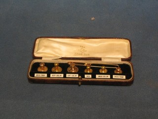 2 gold tie pins and 6 various gold studs