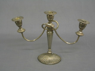 A modern silver plated 3 branch candelabrum