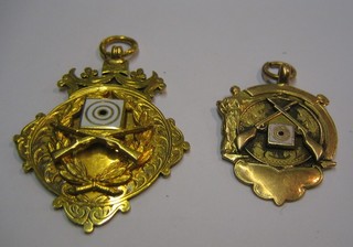 2 9ct gold and enamelled shooting medals
