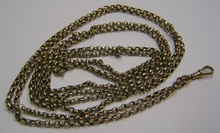 A 9ct gold belcher link guard chain 34"