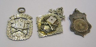 3 silver watch chain medallions