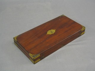 A 19th Century rectangular shallow mahogany box with hinged lid 14"