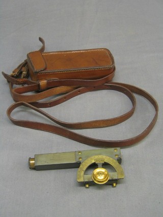 A 19th Century inclinometer by G Baker of 224 Holburn, London contained in a leather carrying case