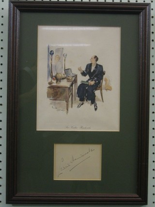 A coloured print of Sir Cedric Hardwick with signature to the base 10" x 8"