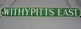 2 rectangular white and green painted enamelled signs for Withypitts East 42" (near Ardingly?)
