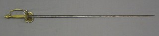 A 19th Century London made court sword with 30" etched steel blade and gilt metal grip