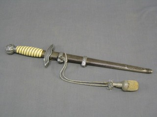 A Nazi German Luftwaffe dagger with double edged bladed (corroded) complete with scabbard (pommel does not unscrew) captured by the vendor's late husband -  Sixth Airborne