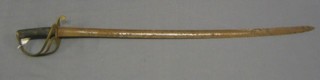 A 19th Century cavalry trooper's sword, 35 1/2" with gilt painted basket hilt