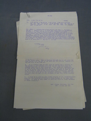 A copied letter from 2nd Canadian Infantry Division dated 7th May 1945, and a ditto from Major General Bruce - The Cessation of Hostilities and various other copied letters