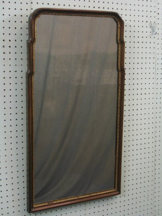 A Queen Anne style arched plate mirror contained in a mahogany frame 24"