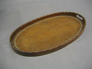 An Eastern oval carved hardwood tea tray 24"