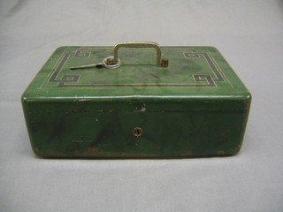 An old painted metal cash box 14"