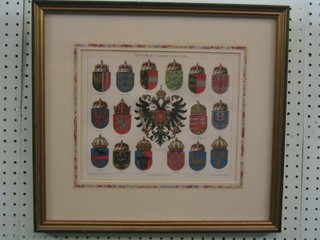 A 19th Century coloured print "Russian Armorials" 9 1/2" x 11"