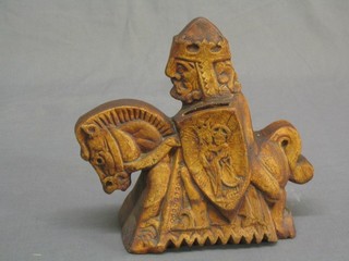 A pottery money box in the form of a Knight on horseback 10"