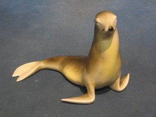 A Royal Dux figure of a seal 9", base with pink triangular mark