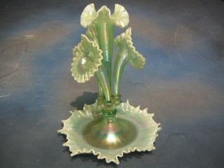 A handsome 20th Century limited edition Centennial collection  green glass centre piece signed Frank M Fenton