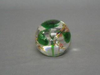 A circular glass paperweight with fountain decoration to the centre 3" (slight chip to base)