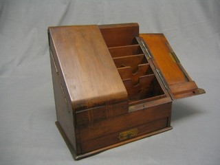 A Victorian mahogany stationery box with stepped interior, the base fitted a drawer 12" (missing brass escutcheon)