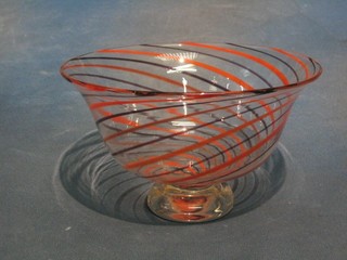 A 1950's circular Art Glass pedestal bowl 8"