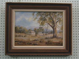 Karin Urggrat, 20th Century Australian School oil on board "Victoria Country Scene" signed and dated 1985 10" x 14"