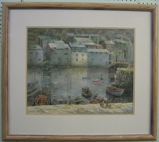 Jack Carter, watercolour "Cornish Harbour" signed and dated 1990 14" x 18"