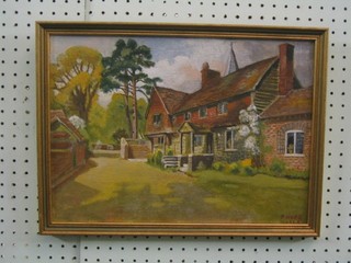 F Hope, 20th Century oil on board "Country Cottage" signed and dated 1949 11" x 16"