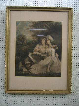 After Hooper, a coloured print "The Daughter of Sir Thomas Franklyn" 18" x 15"