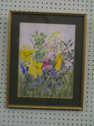 Rosemary Hopface?, watercolour "Still Life Flowers" 12" x 9"