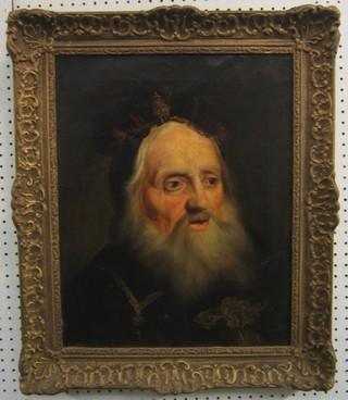 An 18th Century oil painting on canvas "Head and Shoulders Portrait of an Elderly Man" 19" x 15 1/2"
