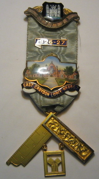 A 9ct gold and enamel Masonic Past Master's jewel, East Croydon Lodge no. 4667 