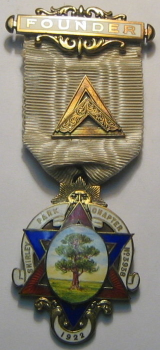 A silver gilt and enamel Royal Chapter Founder's jewel Shirley Park Chapter no. 9338