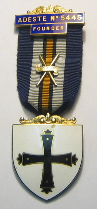 A silver gilt and enamel Masonic Founder's jewel for Adeste Lodge no. 5445
