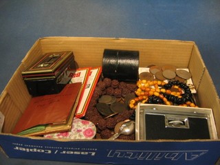 A soldiers pay book, a pair of miniature opera glasses and a collection of coins etc