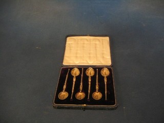6 gold plated anointing spoons, cased