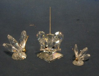3 glass Swarovski figures