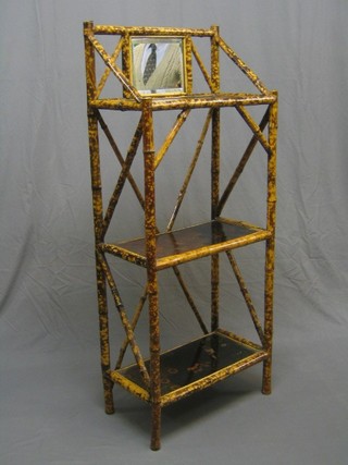 A 1920's bamboo and lacquered 3 tier what-not 24"