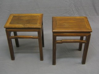 A pair of 19th Century rectangular Padouk wood tables/stools 16"