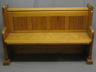 A 19th Century stripped and polished pine church pew 54"