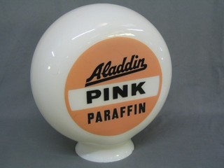 An Aladdin pink paraffin advertising glass dome "The Property of Shell Max" the base marked Shellmax Returnable on Demand