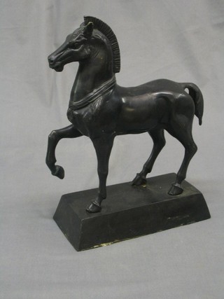 A 20th Century bronze figure of a standing Greek horse 14"