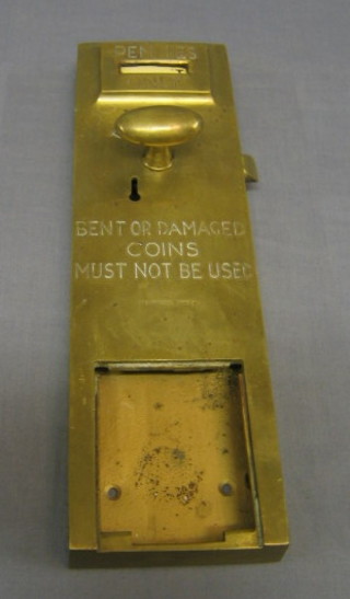 2 brass public lavatory penny door locks