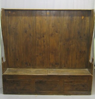A Victorian elm and pine settle, 75"