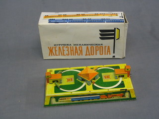 A Japanese tin plate train game, boxed