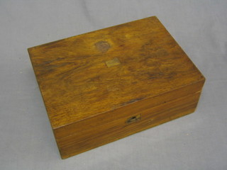 A 19th Century rectangular mahogany writing slope with hinged lid12" (hinges require attention)
