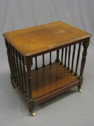A Victorian mahogany rectangular Canterbury with bobbin turned decoration 28"
