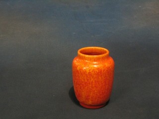 A Pilkington's Royal Lancastrian orange glazed vase, the base with reef mark, marked Royal Lancastrian Made in England (slight firing mark to base) 4"